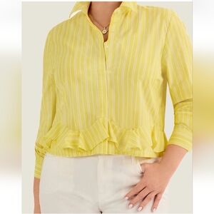 Cabi 6712 Flirt Shirt Yellow Stripe Slim Fit Medium New